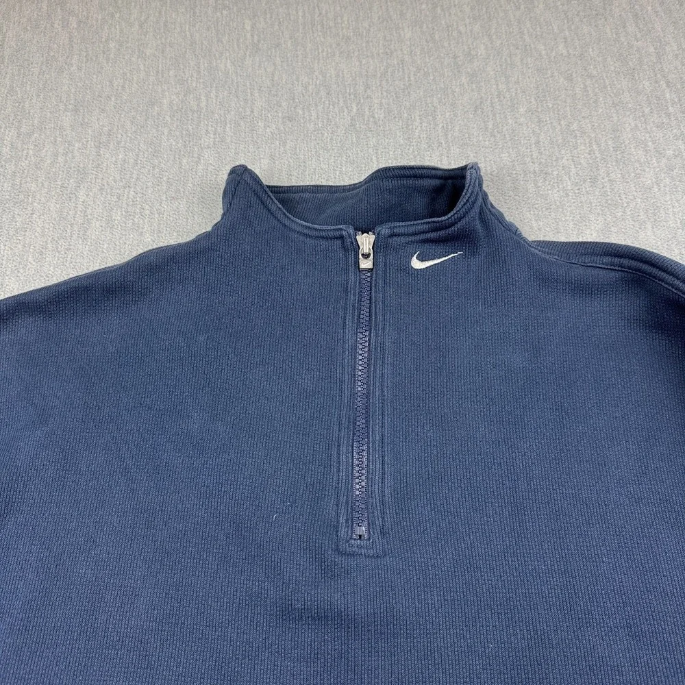 Vintage Y2K Nike Sweatshirt Mens Large Blue 1/4 Zip‎ Fleece Pullover Long Sleeve